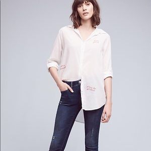 Anthropologie Lorimer Embroidered Button Down L